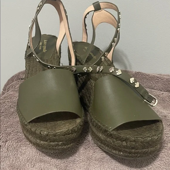 Kate Spade Green Espadrille Espadrilles with Studded Ankle Strap - Picture 3 of 5